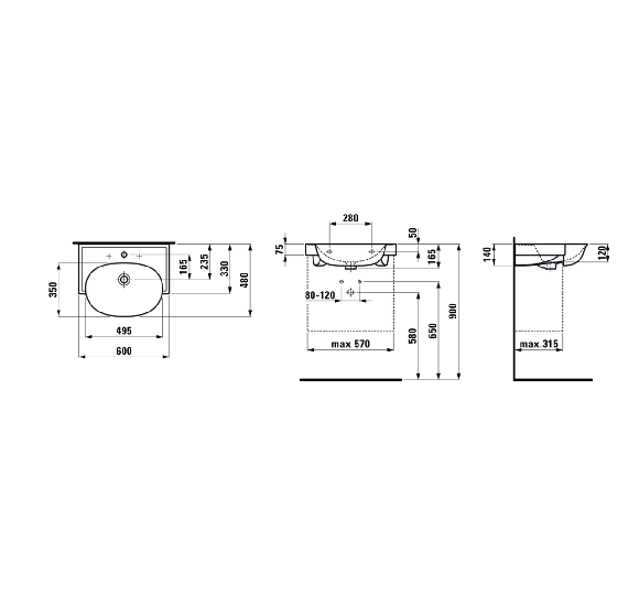 Pakabinamas praustuvas Laufen New Classic 600x480