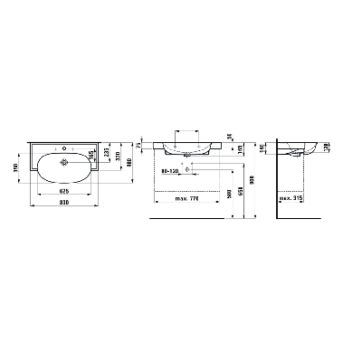 Pakabinamas praustuvas Laufen New Classic 800x480