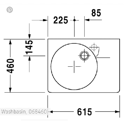 Duravit Scola pakabinamas praustuvas 615x460 (maišytuvas dešinėje)