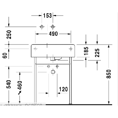 Duravit Scola pakabinamas praustuvas 615x460 (maišytuvas dešinėje)
