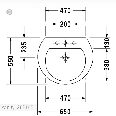 Duravit Darling New pakabinamas praustuvas 650x550