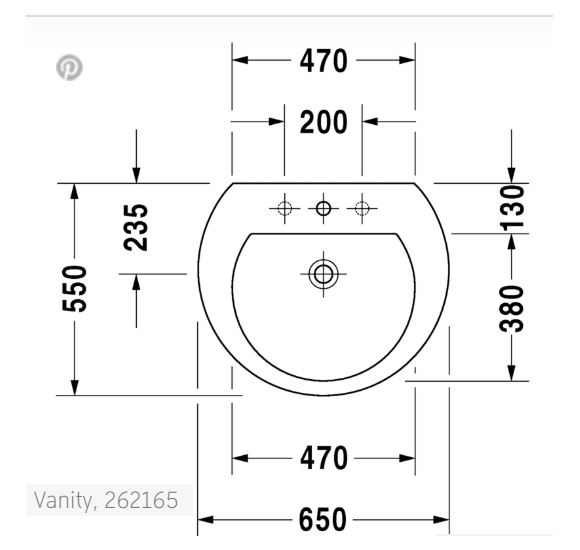 Duravit Darling New pakabinamas praustuvas 650x550