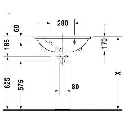 Duravit Darling New pakabinamas praustuvas 650x550