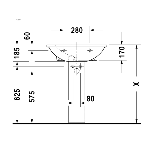 Duravit Darling New pakabinamas praustuvas 650x550