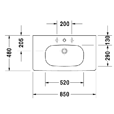 Duravit D-Code pakabinamas praustuvas 850x480