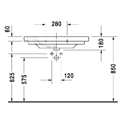 Duravit D-Code pakabinamas praustuvas 850x480