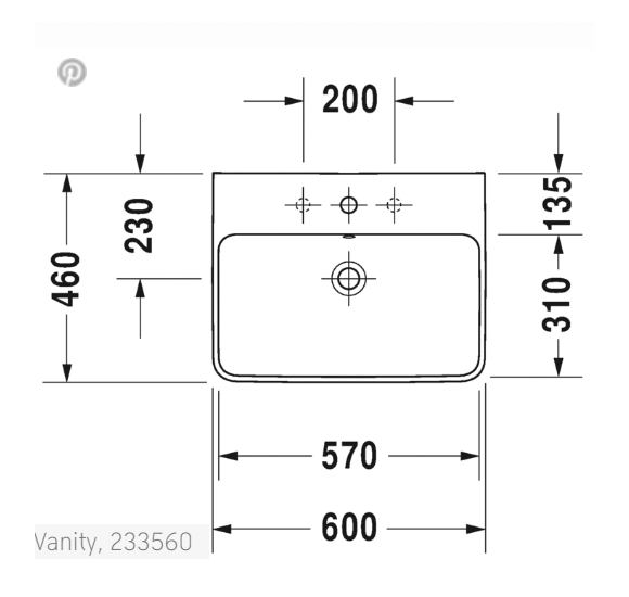 Duravit ME by starck pakabinamas praustuvas 600x460