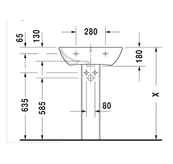 Duravit ME by starck pakabinamas praustuvas 600x460