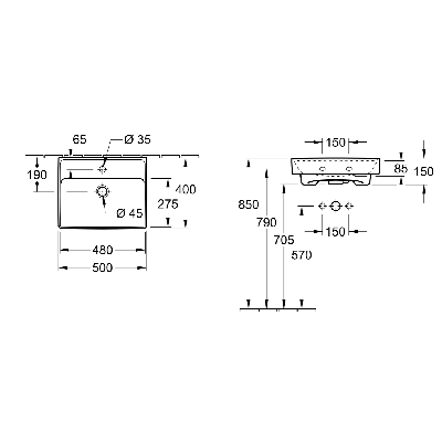 Praustuvas Villeroy & Boch Collaro 50x40cm