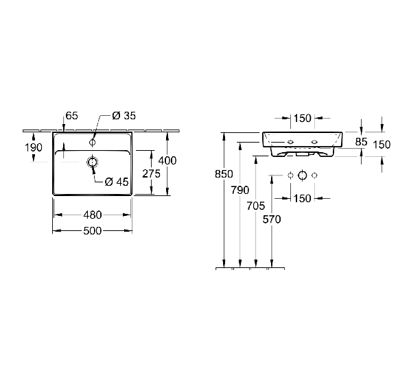 Praustuvas Villeroy & Boch Collaro 50x40cm