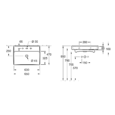 Praustuvas Villeroy & Boch Collaro 65x47cm