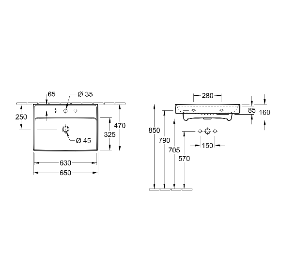 Praustuvas Villeroy & Boch Collaro 65x47cm