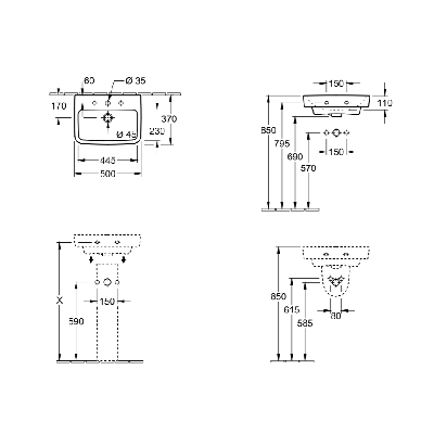Villeroy & Boch O.Novo praustuvas 50X37cm