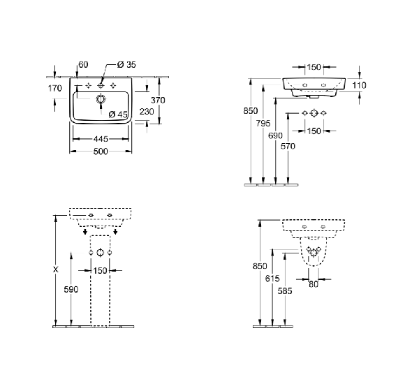 Villeroy & Boch O.Novo praustuvas 50X37cm