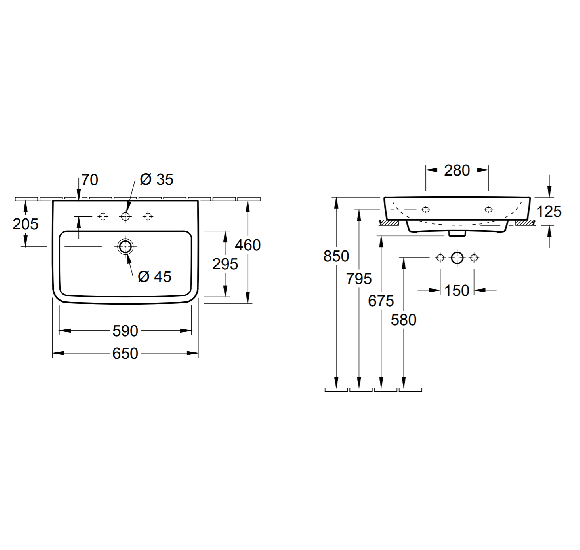 Villeroy & Boch O.Novo praustuvas 65x46cm, 4A41KG