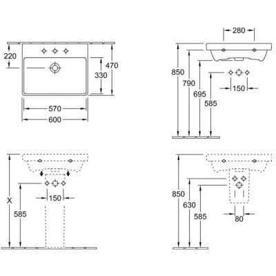 Villeroy & Boch Avento praustuvas 60x47cm