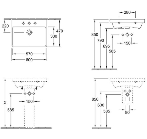 Villeroy & Boch Avento praustuvas 60x47cm