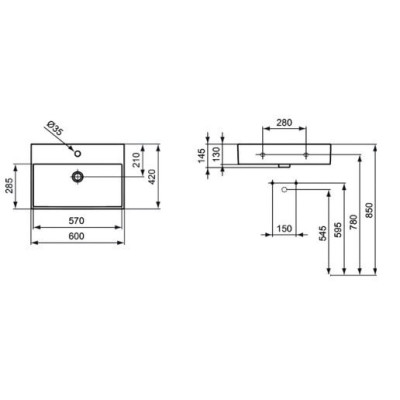 Ideal Standard STRADA pakabinamas praustuvas (60x42cm)