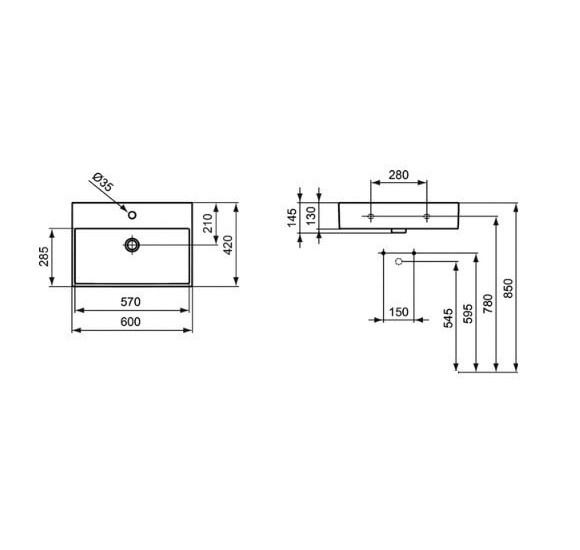 Ideal Standard STRADA pakabinamas praustuvas (60x42cm)