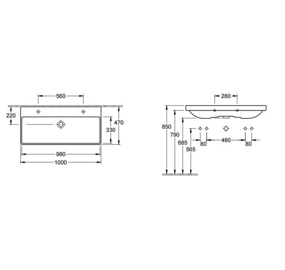 Villeroy & Boch Avento praustuvas 100x47cm