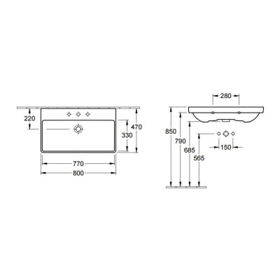 Villeroy & Boch Avento pakabinamas/baldinis praustuvas 80x47cm
