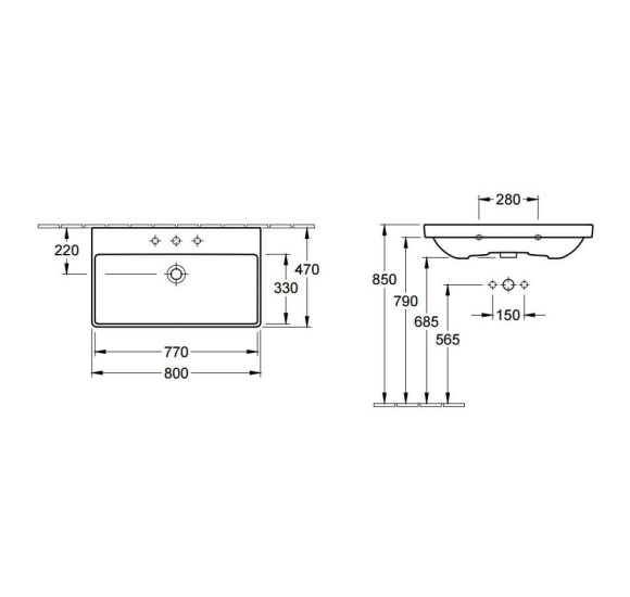 Villeroy & Boch Avento pakabinamas/baldinis praustuvas 80x47cm