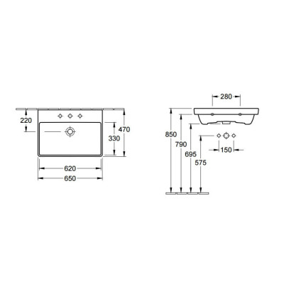 Villeroy & Boch Avento praustuvas 65x47cm