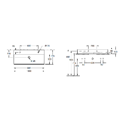 Villeroy & Boch Memento 2.0 pakabinamas praustuvas 1000x470