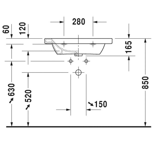 Praustuvas Duravit DuraStyle 65x48cm