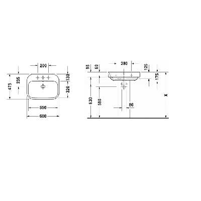 Duravit praustuvas Happy D.2. 600x475