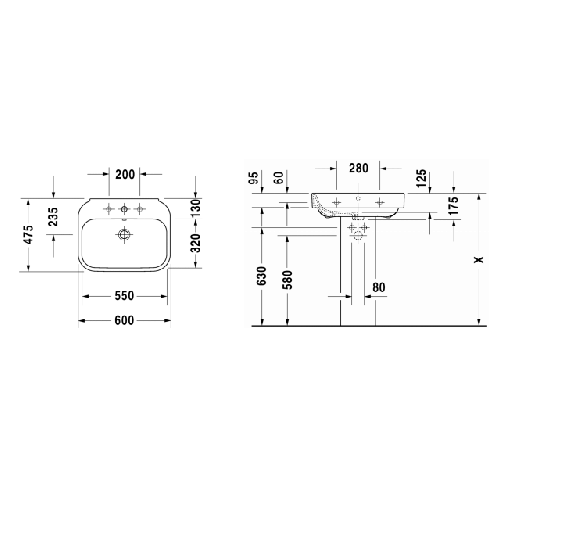 Duravit praustuvas Happy D.2. 600x475
