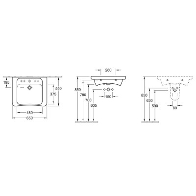 Villeroy & Boch Omnia Architectura vita 650x550 pakabinamas praustuvas