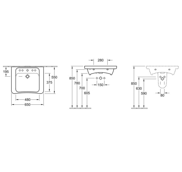 Villeroy & Boch Omnia Architectura vita 650x550 pakabinamas praustuvas