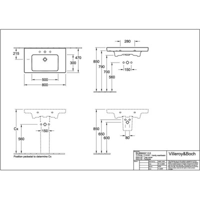 Villeroy & Boch Subway 2.0 praustuvas, 800x470