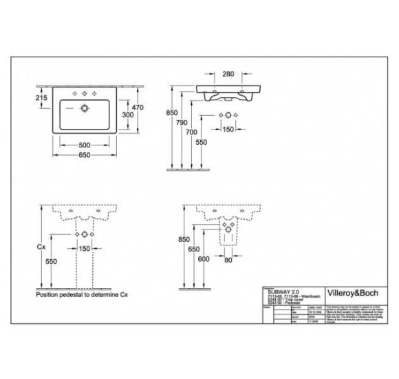 Villeroy & Boch Subway 2.0 praustuvas, 650x470