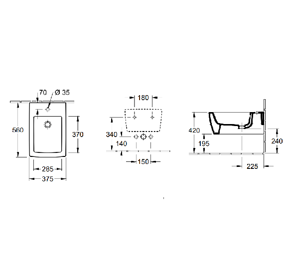 Villeroy & Boch Memento 2.0  pakabinama bide, 375 x 560