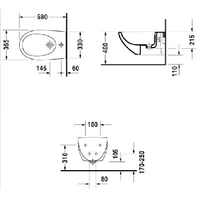 Pakabinama bide Duravit Architec
