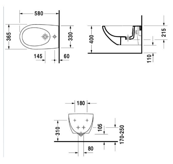 Pakabinama bide Duravit Architec