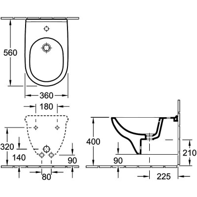 Villeroy&Boch O.Novo pakabinama bide 360x560mm