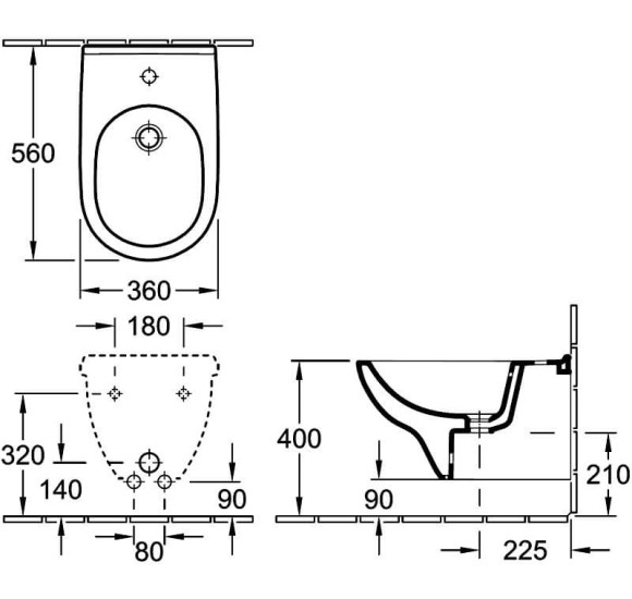 Villeroy&Boch O.Novo pakabinama bide 360x560mm