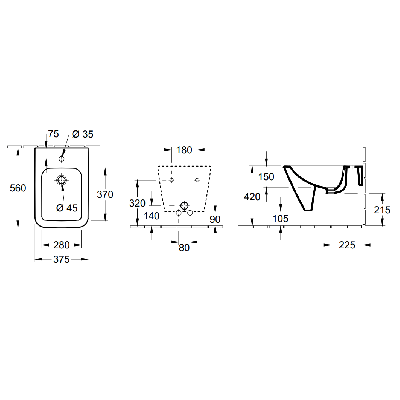 Villeroy & Boch Finion pakabinama bide, 375 x 560 mm su "Ceramic Plus" danga