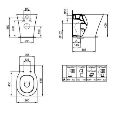 Ideal Standard Connect Air pristatomas klozetas be dangčio