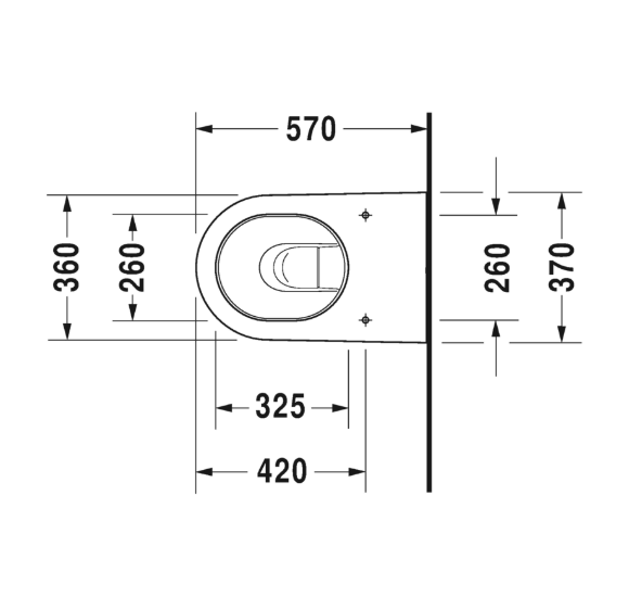 Duravit Starck 2 prie sienos statomas klozetas be dangčio