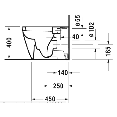 Duravit Starck 2 prie sienos statomas klozetas be dangčio