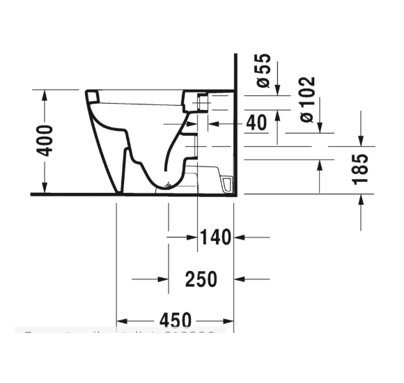 Duravit Starck 2 prie sienos statomas klozetas be dangčio