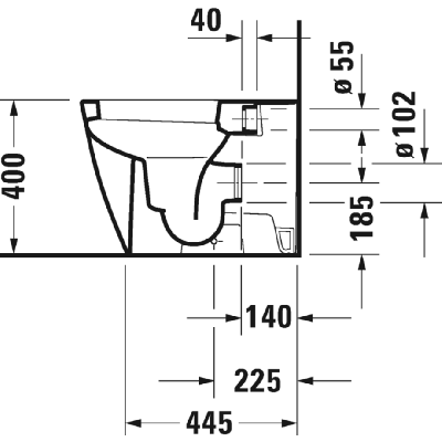 Duravit Happy D.2 prie sienos statomas klozetas be dangčio