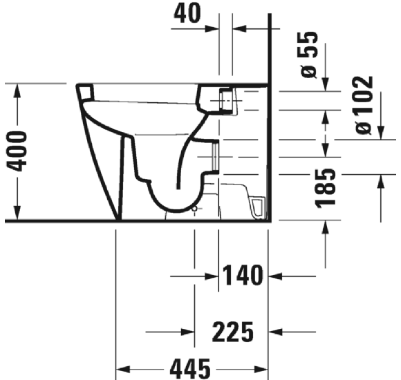 Duravit Happy D.2 prie sienos statomas klozetas be dangčio
