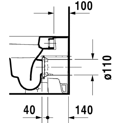 Duravit Happy D.2 prie sienos statomas klozetas be dangčio