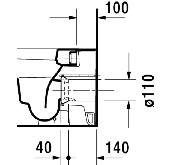 Duravit Happy D.2 prie sienos statomas klozetas be dangčio