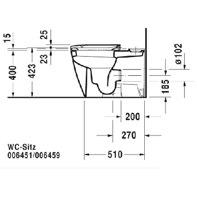 Duravit Happy D.2 patatomas klozetas be dangčio ir bakelio
